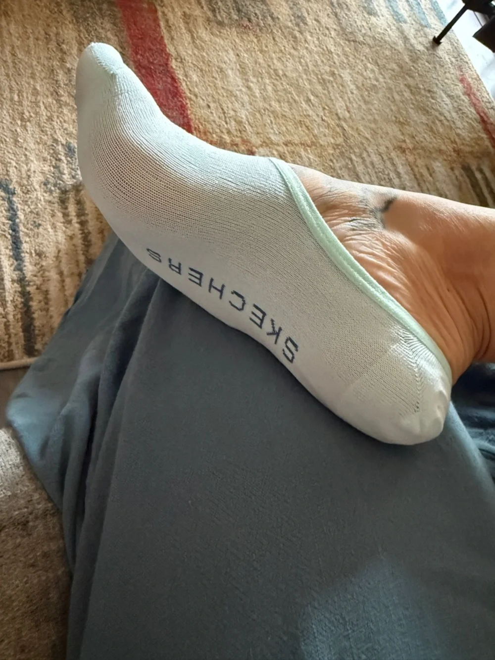 Sketchers Mint No Show Socks Mesh Upper Gummy Ankle Gym